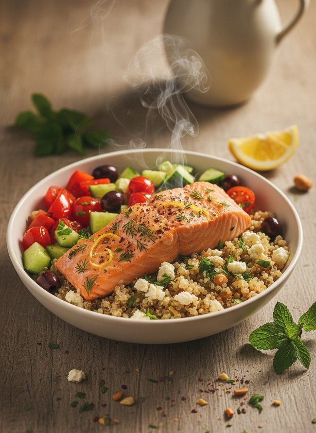 Mediterranean Salmon Power Bowl