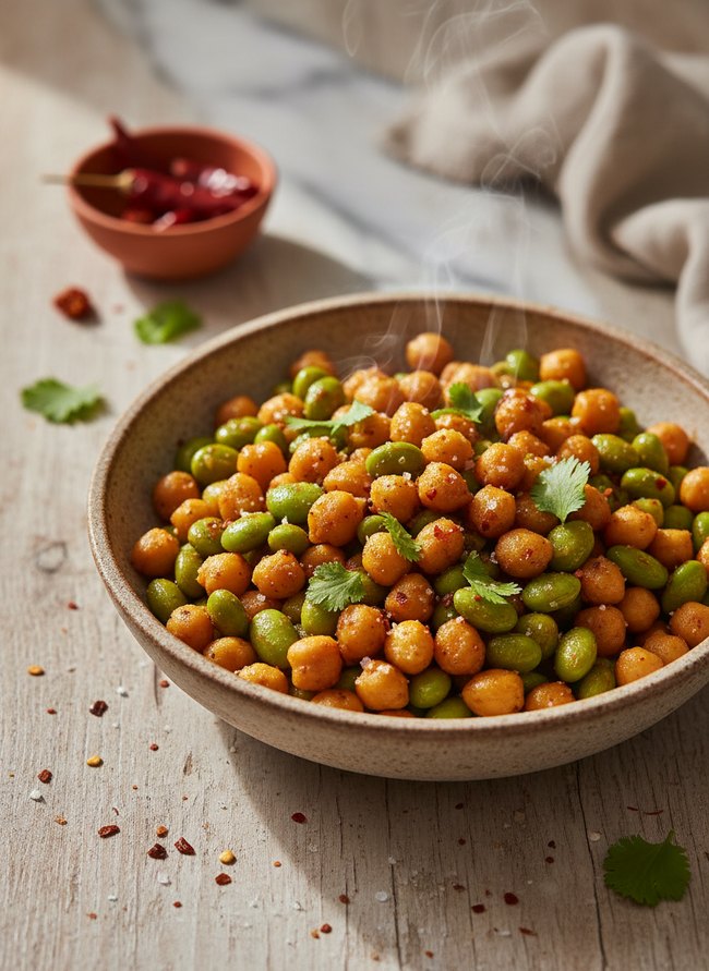 Spicy Chickpea Edamame Mix
