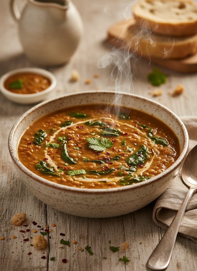 Creamy Lentil Spinach Soup