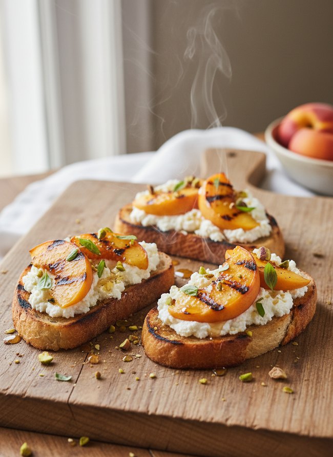 Grilled Peach Ricotta Toast