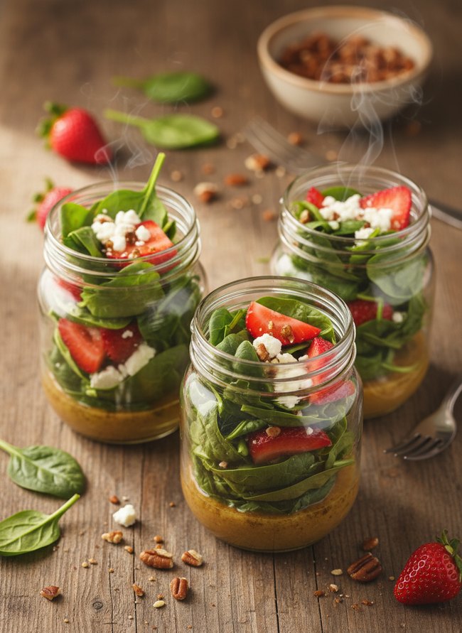 Strawberry Spinach Salad Jars