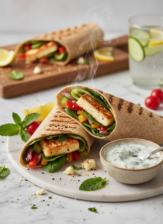 Grilled Halloumi Veggie Wraps