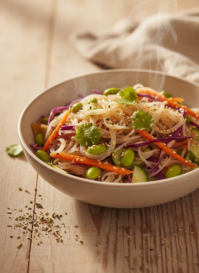 Edamame Rice Noodle Bowl