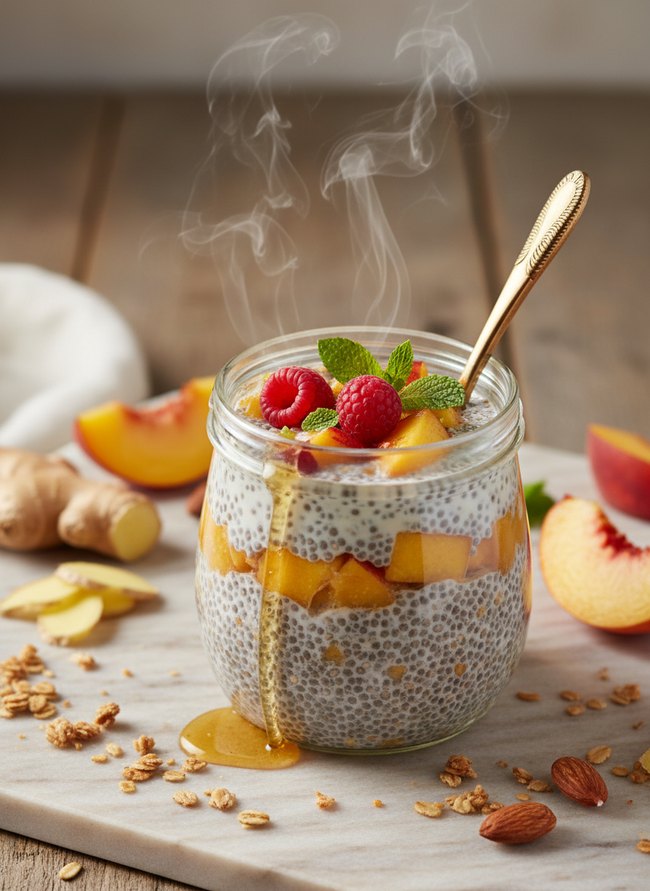 Peach Ginger Chia Pudding