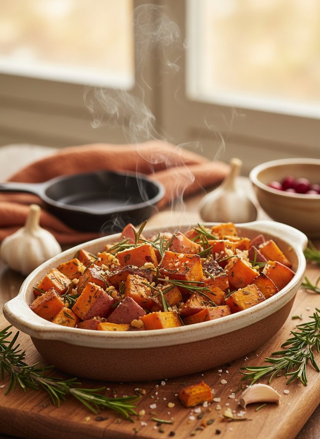 Rosemary Garlic Sweet Potatoes