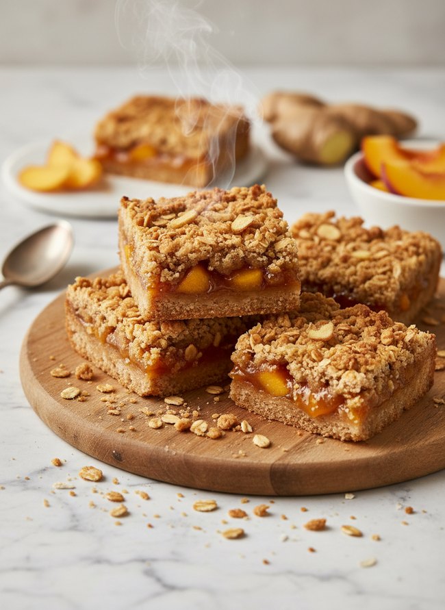 Ginger Peach Crumble Bars