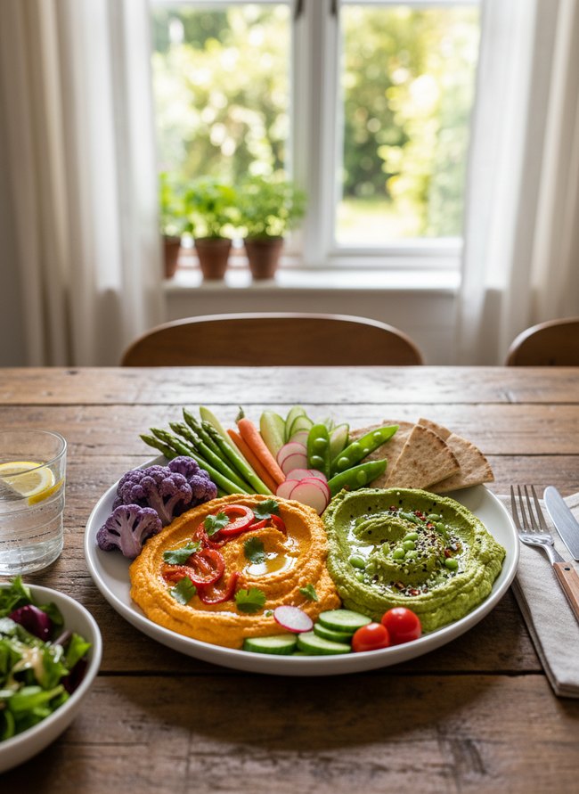 Colorful Veggie Hummus Duo