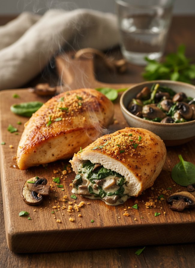 Mushroom Spinach Stuffed Chicken
