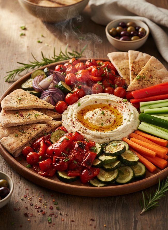 Roasted Veggie Hummus Platter