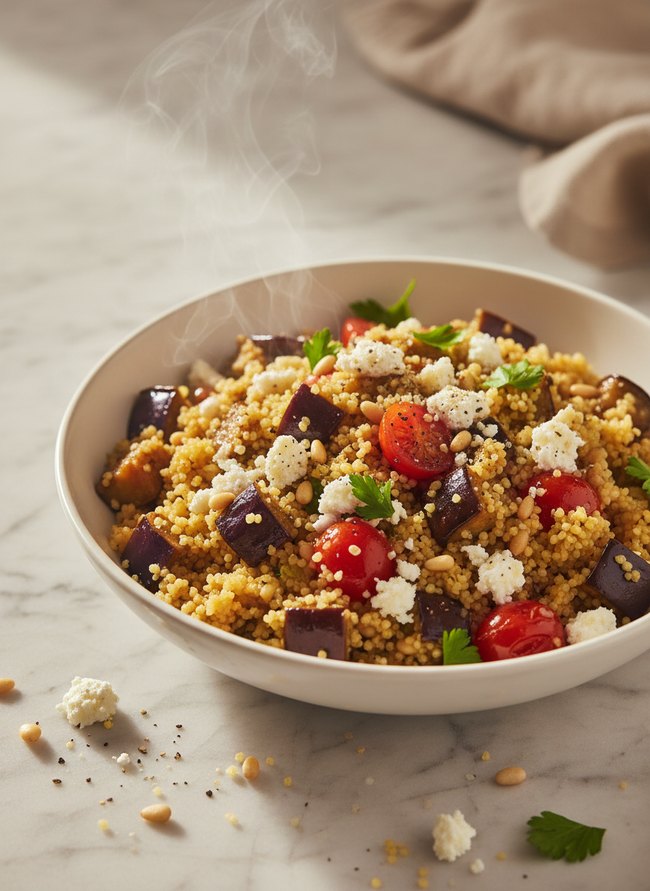 Eggplant Feta Couscous Bowl