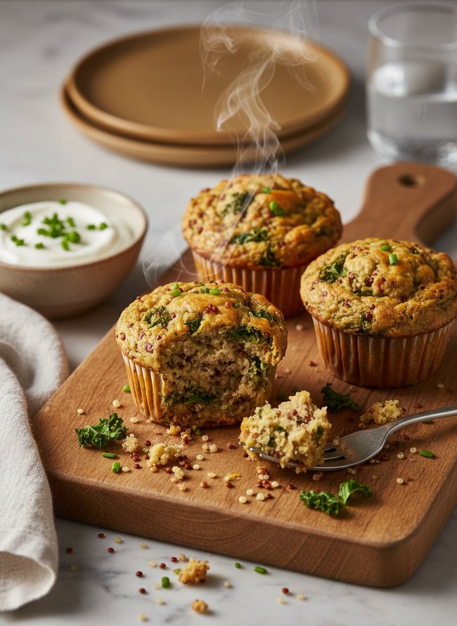 Kale Quinoa Savory Muffins