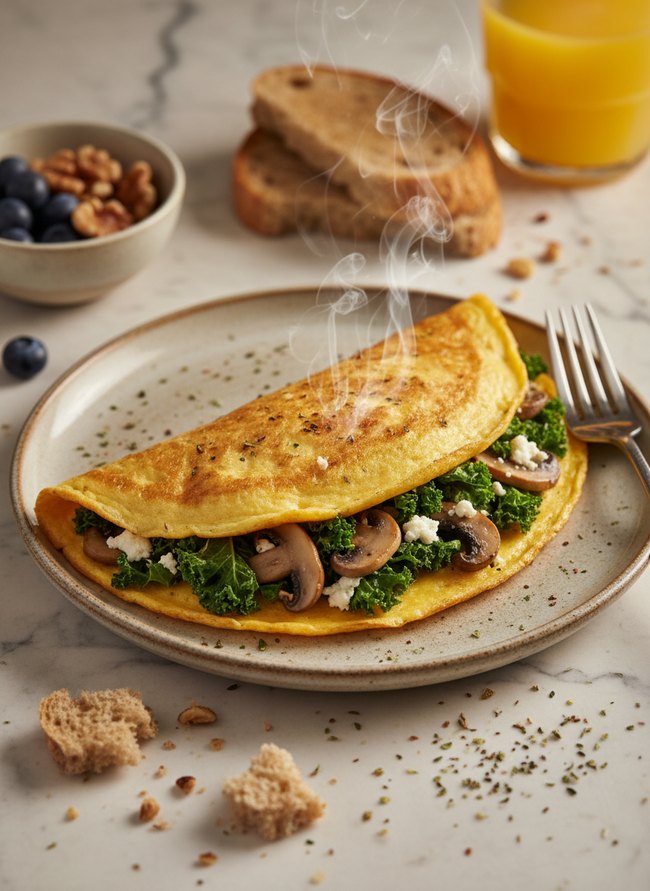 Kale Mushroom Omelet